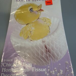 Vintage New Chick In Egg Honeycomb Easter Decoration Centerpiece Eureka Die Cut